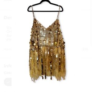 ASOS paillette sequin mini dress with faux feather hem in yellow